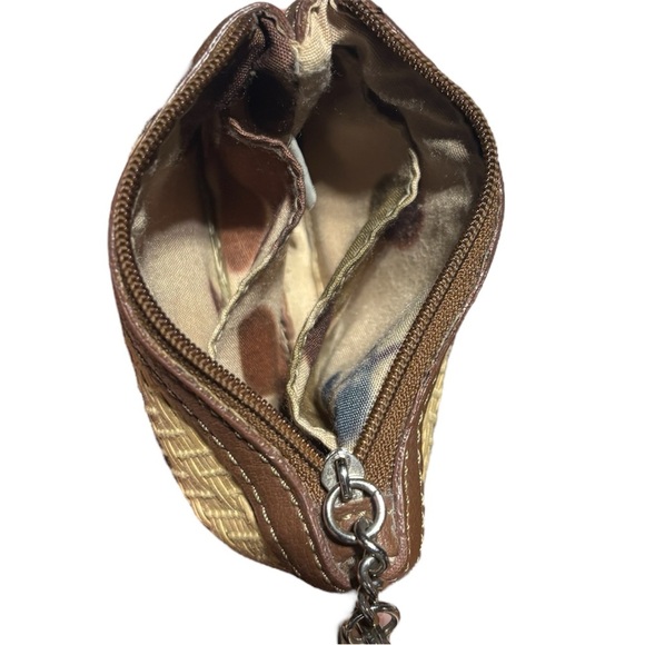 Worthington Brown Leather Woven Bag Set With Wooden Handles cruise tropical - Picture 8 of 9